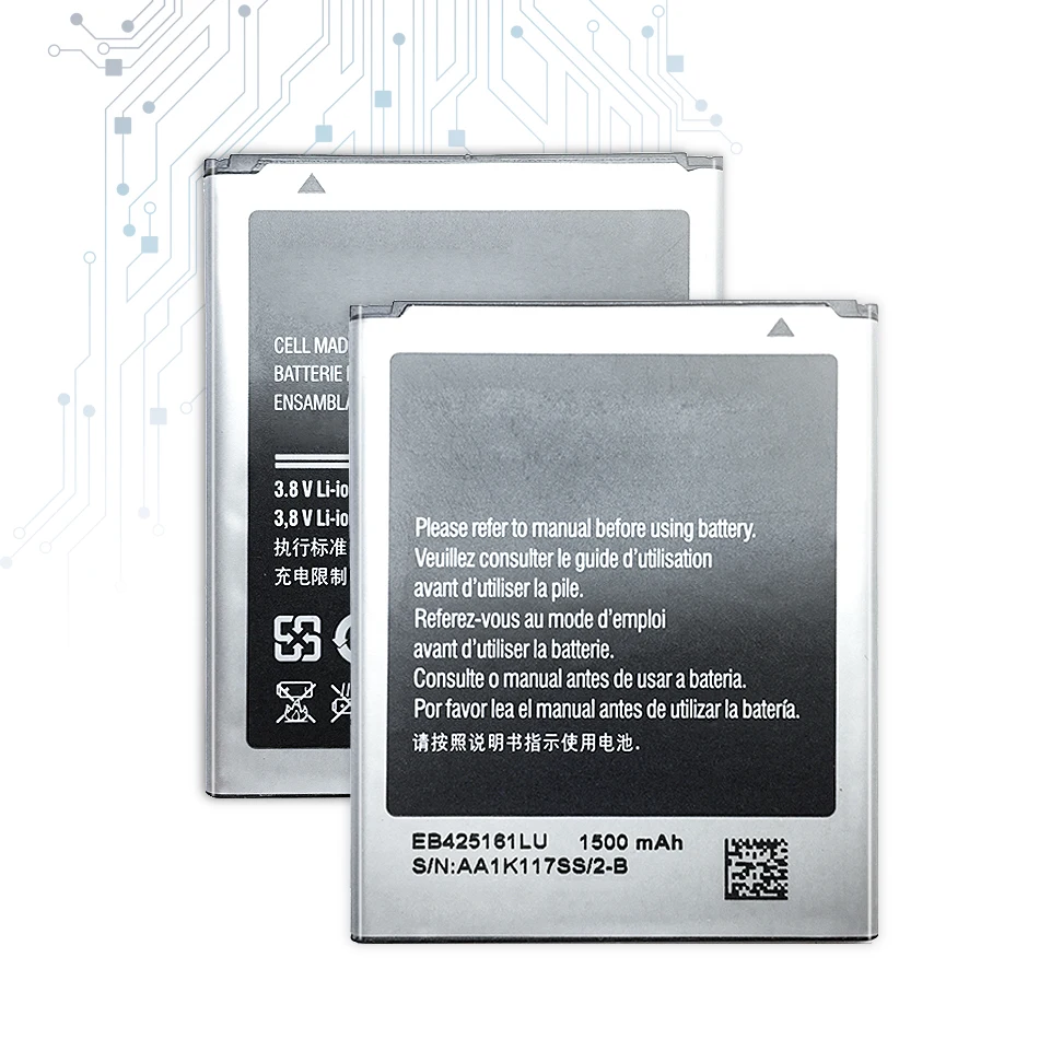 EB425161LU 1500mAh Battery For Samsung Galaxy S Duos S7562 S7566 S7568 I8160 S7582 S7560 S7580 I8190 I739 I669 J1 Mini