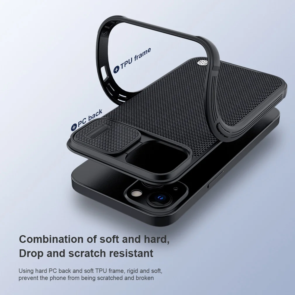 For iPhone 13 13 Pro Case Nillkin Textured Pro Nylon Fiber Weaving Lens Cases Slide Camera Back Cover For iPhone 13 Pro Max Case
