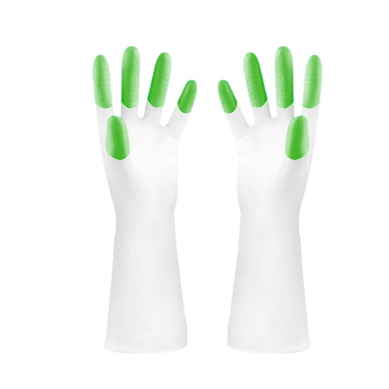 Резиновые перчатки водонепроницаемые кухонные перчатки для мытья посуды латексные перчатки садовые бытовые перчатки для мытья посуды для посуды - Цвет: Style B-Green