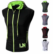 EBay Summer New Style Simple Men Contrast Color Hooded Zipper Waistcoat Fashion Casual Sleeveless Vest