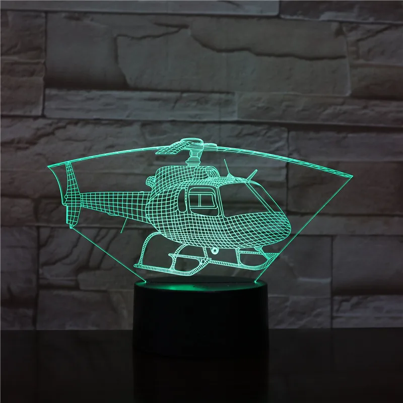 3D-2038 вертолёт, самолёт 7/16 цветов Chang светодиодный 3d-ночник сон Спальня Декор лампа для мужчин мальчиков подарок