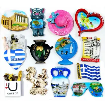 

Greece Santorini Attractions Vase Gift Bag 3D Refrigerator Fridge Magnets Tourism Souvenirs Magnetic Stickers Home Decoration