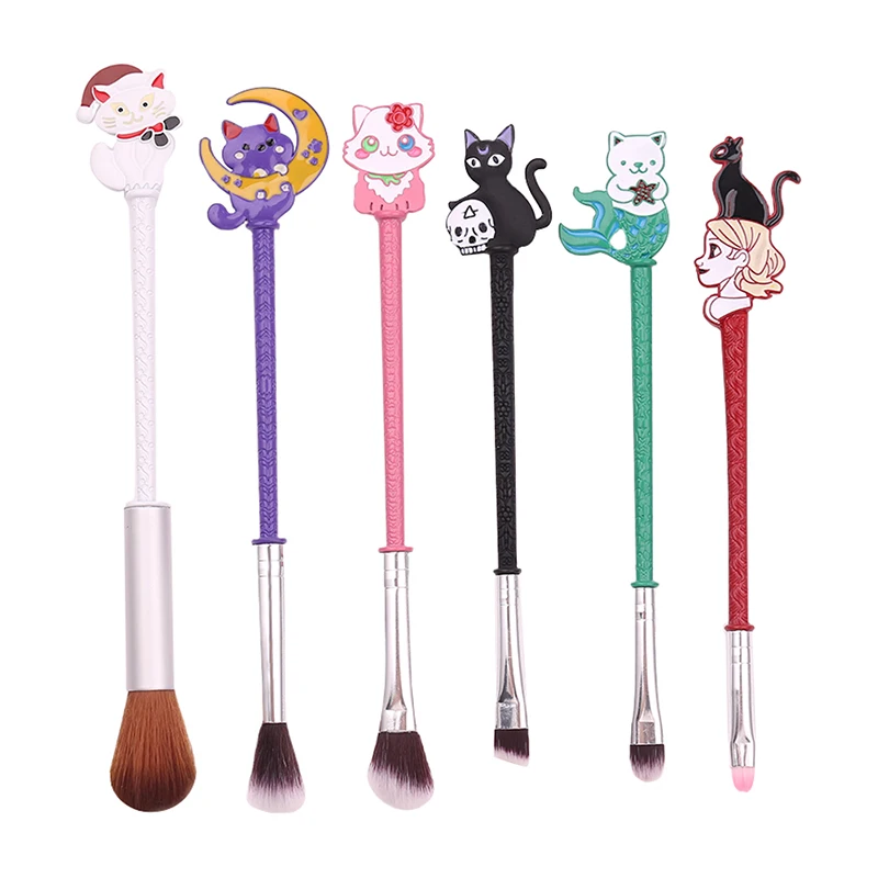 

6pcs/set Cute Cat Makeup Brushes Set Soft Synthetic Hair Eyeshadow Lip Highlighter Brush With Pink Bag Pinceles Maquillaje Set