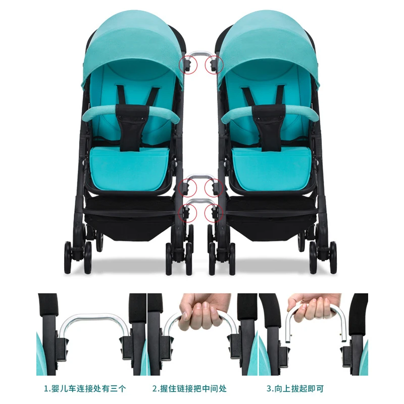 Высокий пейзаж алюминиевый сплав двойная детская коляска съемный светильник может сидеть лежать складной амортизатор двойной тележки NewbornCarriage