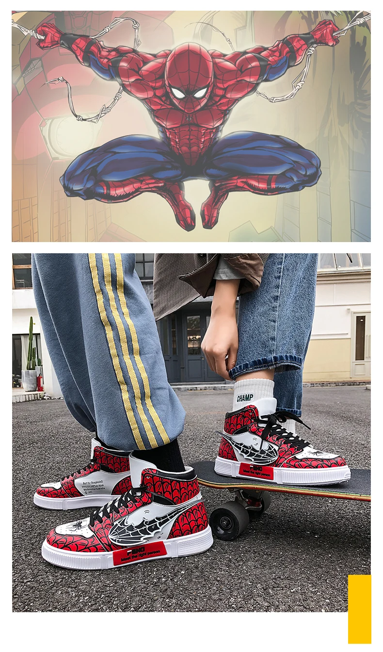COOLVFATBO/мужские кроссовки; удобная дышащая мужская обувь; Высококачественная трендовая брендовая мужская повседневная обувь с человеком-пауком; zapatos hombre