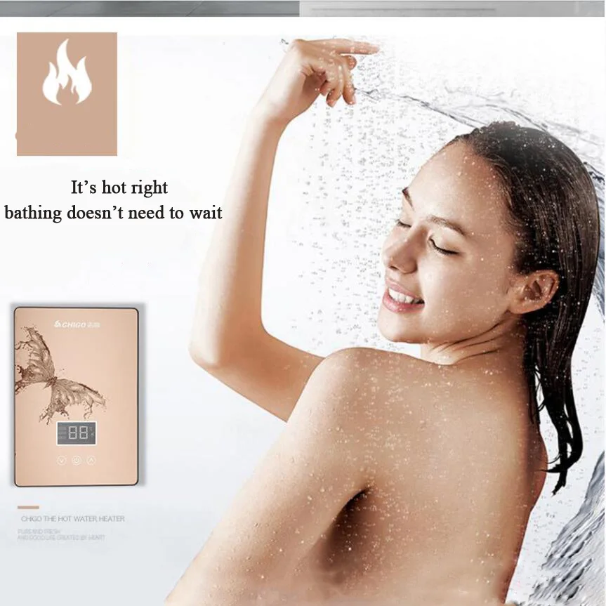 Chauffe eau Type instantané prendre une douche chaleur rapide salle de bain ménage petit stockage d'eau gratuit