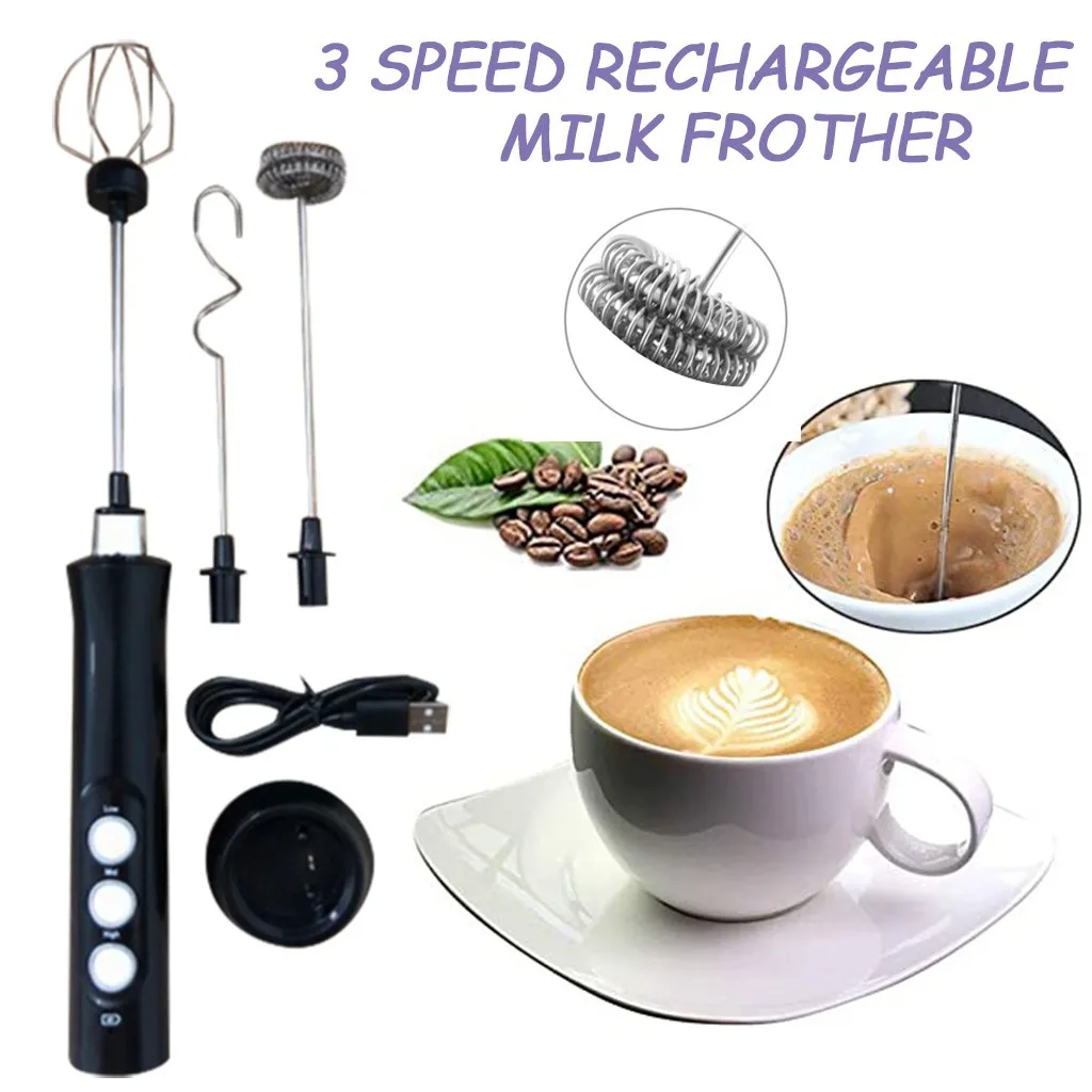 Usb vaporizador de leche capuchino Espumador de café 3 batidora de mano de batidor de huevo de Chocolate caliente con leche beber mezclador de # dg4