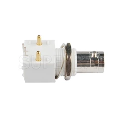 Superbat 10pcs BNC Commercial Through hole Female Right Angle PCB Mount with Bulkhead RF Coaxial Connector