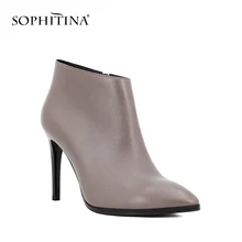 SOPHITINA/ Фирменные сапоги на высоких тонких каблуках; Молния сапоги с острыми носоками; Симпатичные женские зрелые элегантные туфли из натуральной кожи; Удобные теплые и высококачественные сапоги; B18