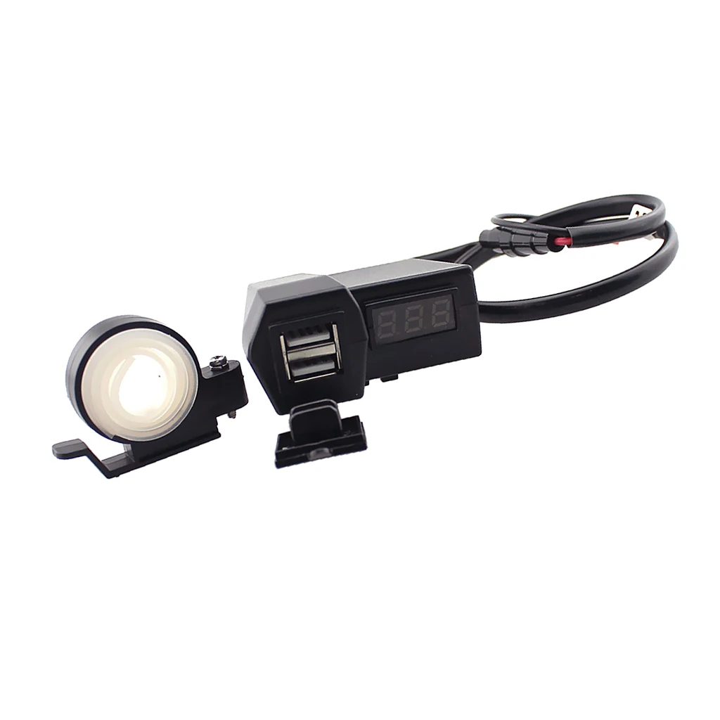 Motorcycle Twin USB Power Supply Socket Adaptor 12v Weatherproof + Red LED Digital Voltmeter | Автомобили и - Цена: 561,62 руб.
