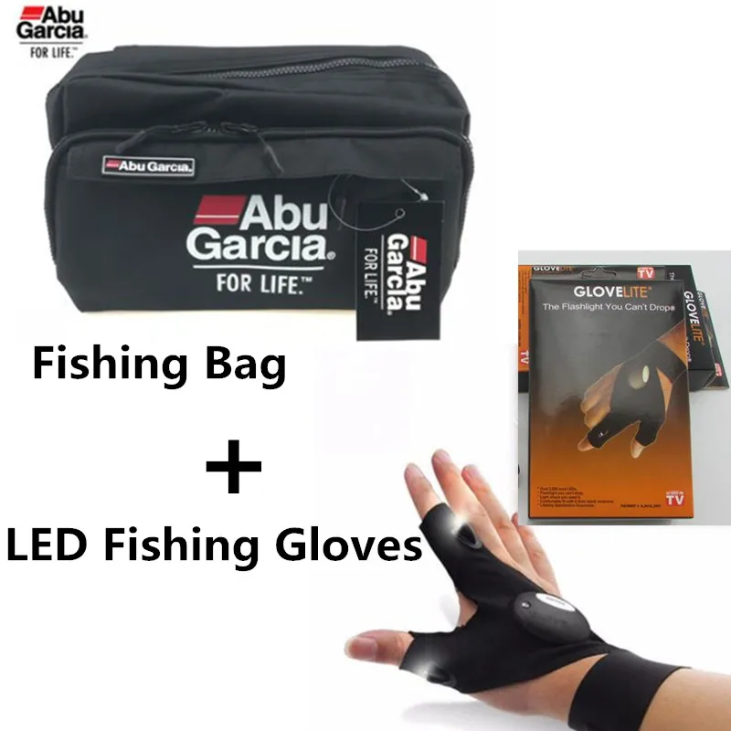 

Fishing Waist Tackle Bag Waterproof Shoulder Pack Case Reel Lure Line Hook Swivel Connector ABU Bag with LED Fishing Gloves Tool
