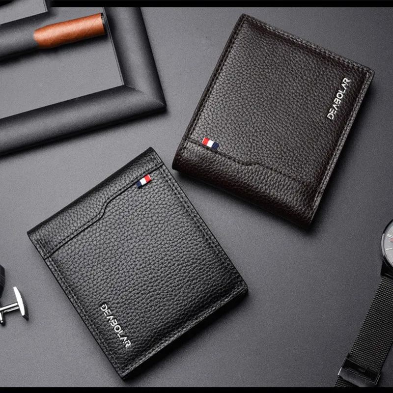 

New Korean Casual Men's Wallet Business Stereo Multifunctional Luxury Pure Pu Leather British Folding Card Case