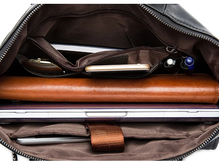 Genuine Leather Laptop Bag Business Briefcase Man Casual Shoulder Messenger Bag men's Handbag Cross Section Laptop Bag 14 Inch
