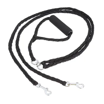 

Dual Double Dog Leash No Tangle with Soft Handle for Two Small Medium Dogs (Black)
