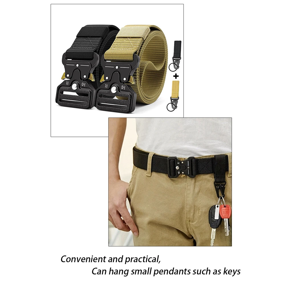 DOOPAI Men's Belt Multi-Function Outdoor Tactical Nylon Webbing Belt Key Hang Buckle Mountaineering Portable Eagle Hook Hook