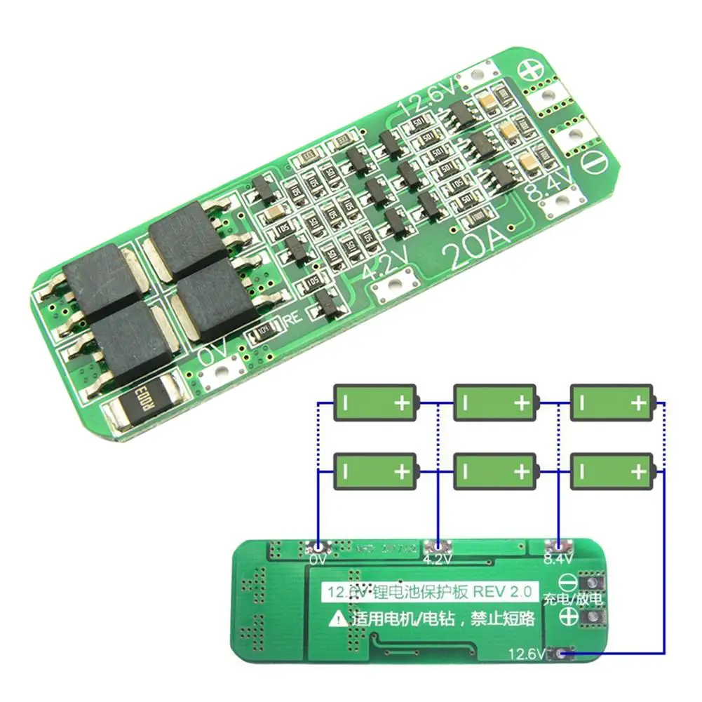 3S 20A литий-ионный аккумулятор 18650 зарядное устройство PCB плата защиты BMS 12 6 V Cell 64x20x3