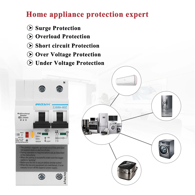  The second generation 2P WiFi Smart Circuit Breaker with Energy monitoring and meter function for A - 32967082357