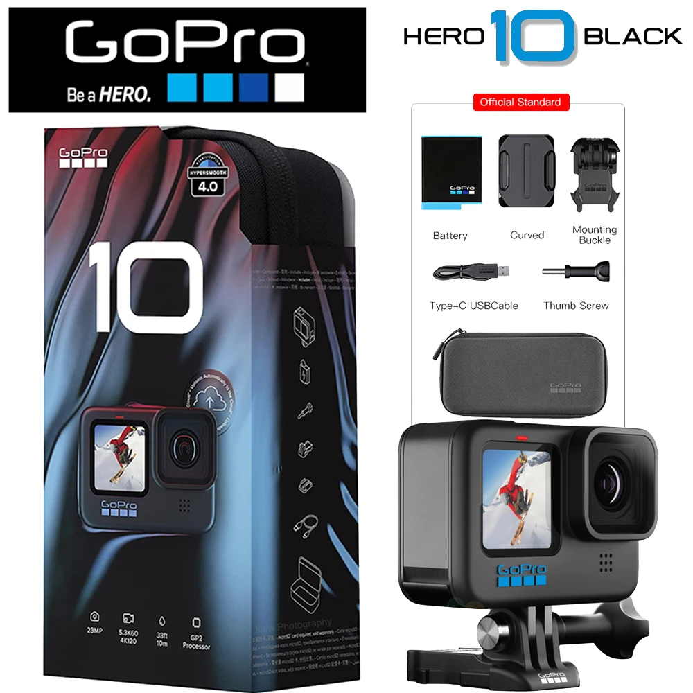 Original Gopro Hero 10 Black Action Camera Mini 4k 1fps Video Sports Cameras 23mp 10m Waterproof Photos Live Streaming Go Pro Sports Action Video Cameras Aliexpress