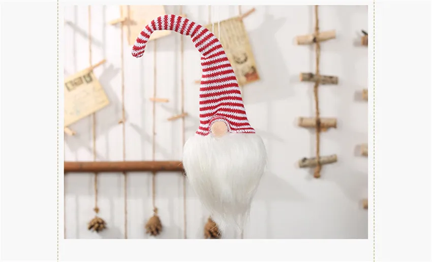 Рождественские светодиодные лампы полосатая Кепка безликая кукла маленькая декоративная фигурка украшение скандинавский блеск гном старый человек куклы Рождественский Декор