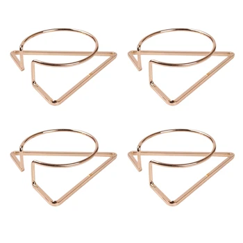 

4Pc Golden High-End Square Simple Nordic Style Napkin Buckle Soft Model Room Furniture Tableware Ornaments Napkin Ring