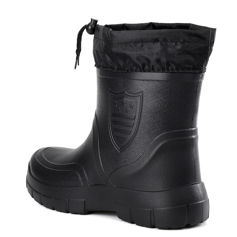 Winter Mens Rain Boots Plush Warm Mens Snow Boots Work Boots Waterproof Fishing Wellies Winter Boots Mens Motorcycle Boots