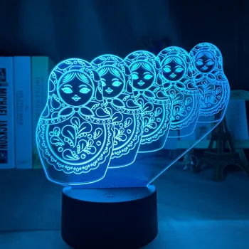 

Matryoshka Doll 3d Illusion Led Night Light 7 Color Changing Touch Sensor Nightlight for Home Room Decor Kids Table 3d Lamp USB