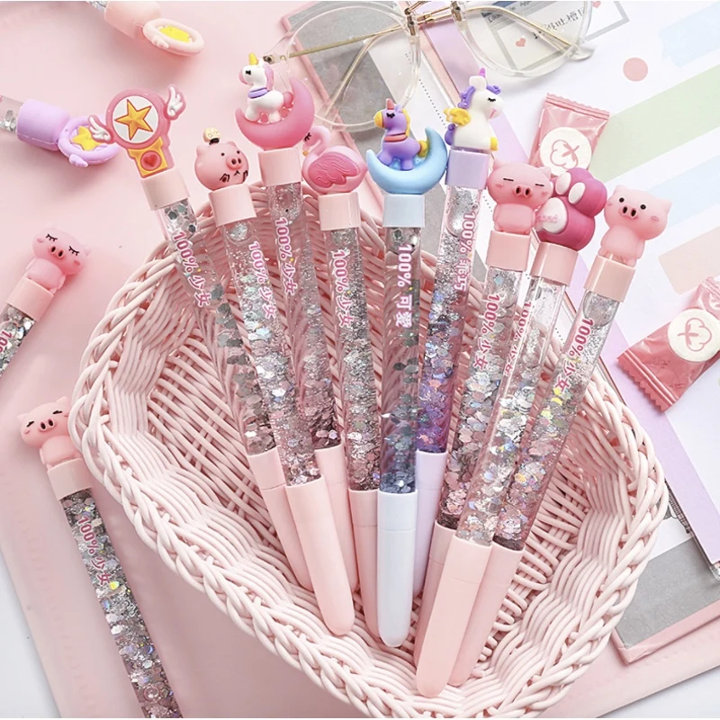 24-Pack Cute Cartoon Gel Ink Pens - Assorted Fun Designs For Kids Writing & School Supplies (Black Ink)