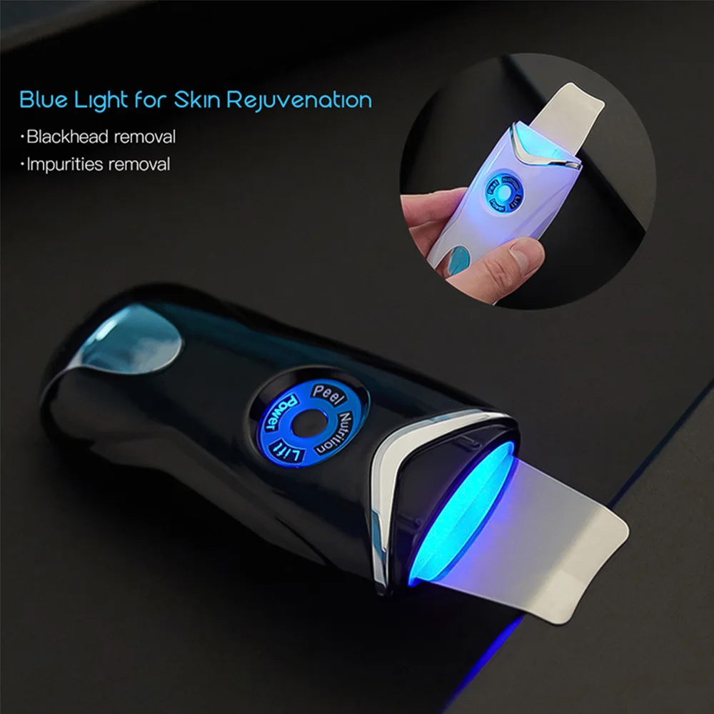 USB ультразвуковая щетка для кожи голубой свет фотонное омоложение машина для чистки лица EMS лифтинг пор Очиститель Массажер