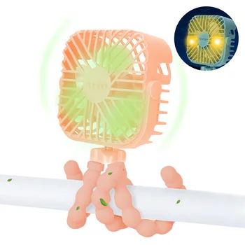 

3 Speeds Mini USB Charging Handheld Fan Portable Car Seat Stroller Cooling Fan with Flexible Tripod LED Light