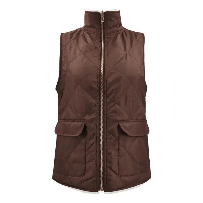 Women Stand Collar Waistcoat Winter Warm Padded Sleeveless Vest Coat NFE99