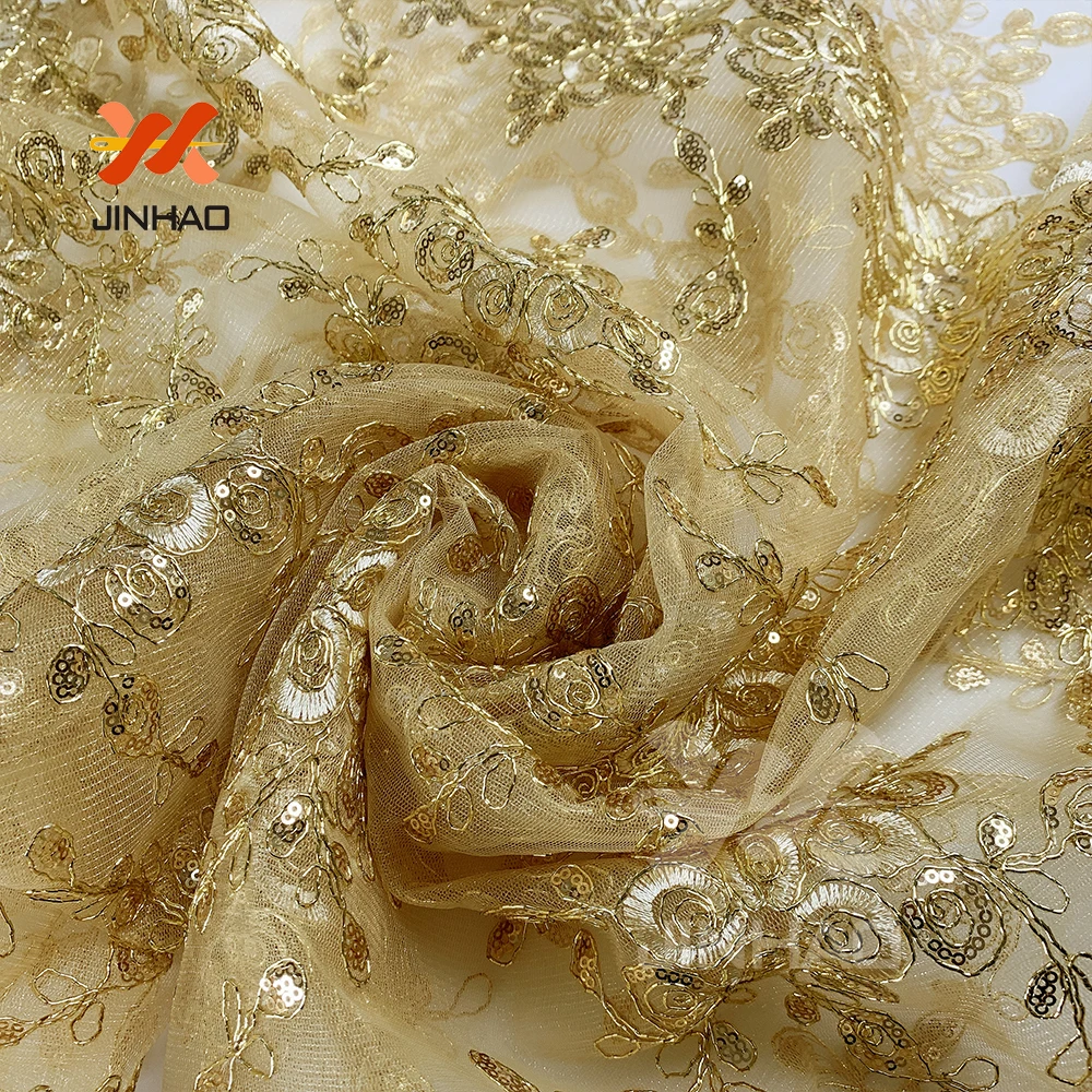 Ткань с золотыми блестками, африканская Женская кружевная ткань с пайетками, Прямая с фабрики, дешевая Высококачественная модная китайская ткань с пайетками
