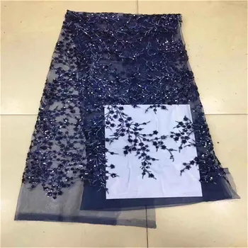 

African Lace Fabric sequins Embroidered Nigerian Laces Fabric Bridal High Quality French Tulle Lace Fabric For Wedding Party