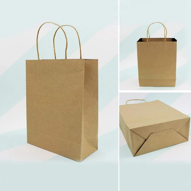 20 X коричневых бумажных пакетов с ручками-вечерние и подарочные сумки на день рождения удобная сумка(15 см x 21 см x 8 см