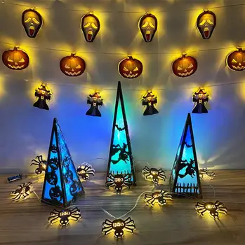 

Halloween Decoration Led Props Pumpkin Skeleton Wizard DIY Battery Box Light String Decorative Lights