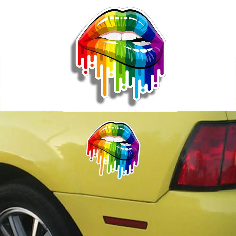 

1pcs/4pcs 5.1 x 5.1inch Funny Rainbow Sensual Lips Sticker Sexy PVC Decal Car Vinyl Decal Sticker Car styling