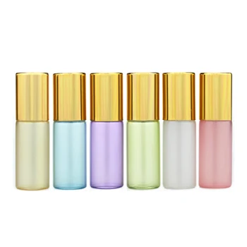 

5ml Portable Roller Metal Ball Bottle Essential Oil Glass Fragrance Pot Travel Tools To Carry Makeup Containers TSLM2