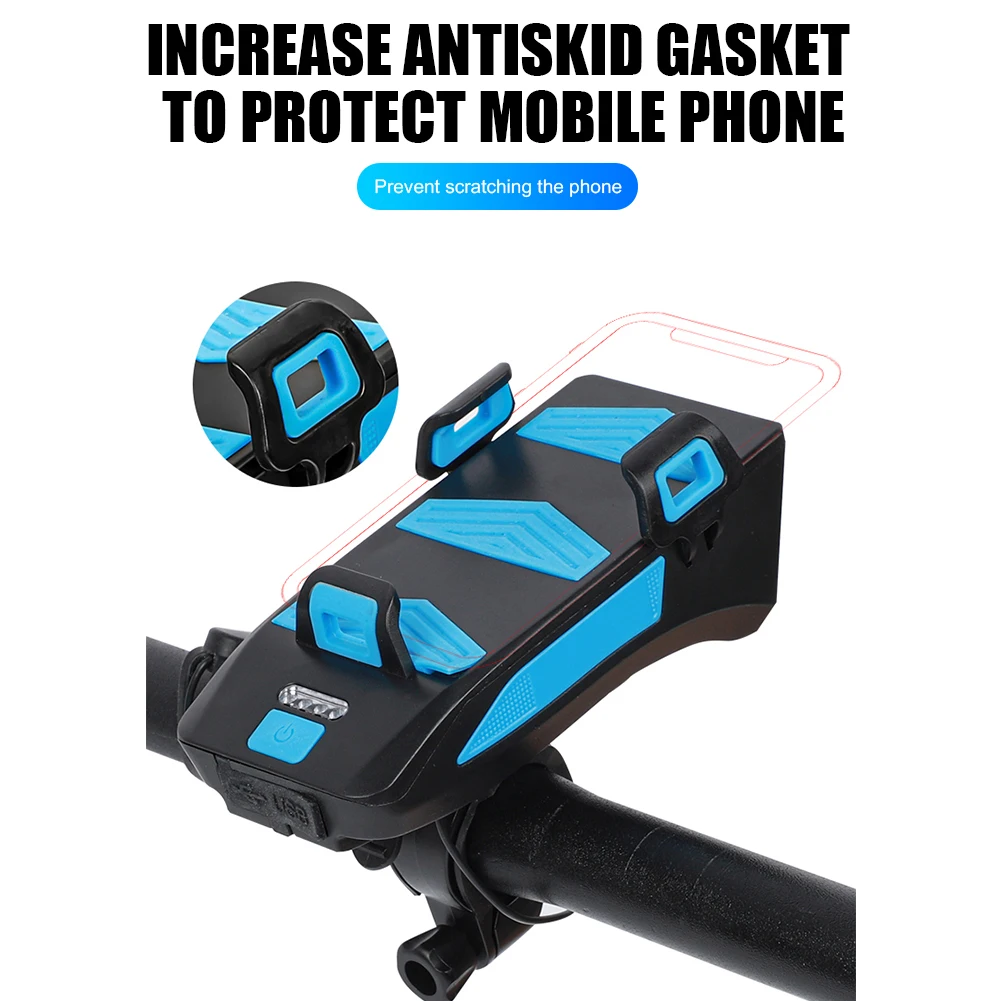 4 in 1 Bike Bicycle Phone Charging Treasure Rack Holder Speaker Headlight MTB Mountain Road Bike Mobile Phone Support Bracket
