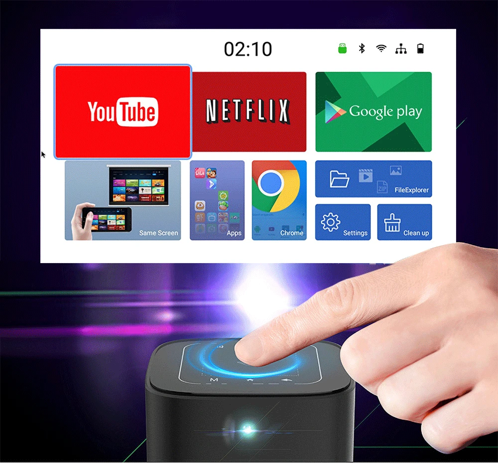 Big Promo N6hOi Mini projecteur tout à fait compatible D019 Full HD 1920x1080 P DLP Portable Android 7.1.2 OS Wifi LED bluetooth batterie Home projecteur
