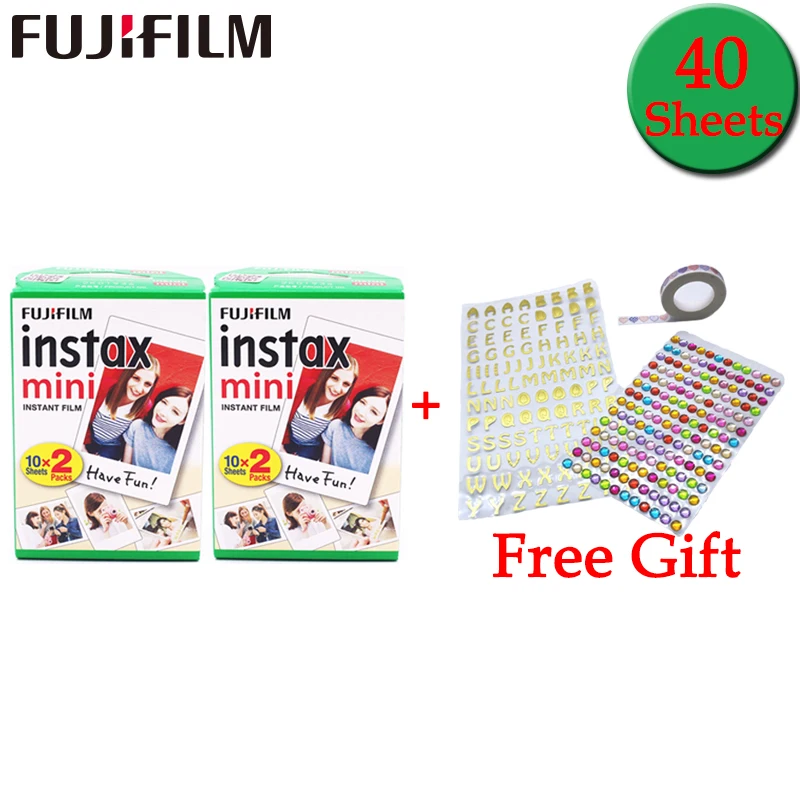 20-100 листов Fuji Fujifilm instax white Color Edge Fims для instax mini 8 9 7s 90 25 50 sp1 фотобумага с бесплатным подарком - Цвет: 40 Sheets with gift