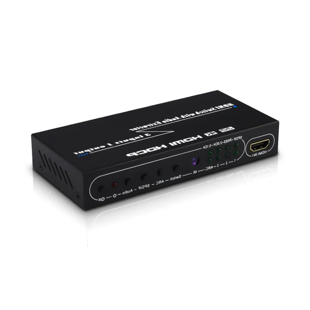 4K HDMI коммутатор 3 в 1 выход 3 порта HDMI коммутатор 3x1 3D с 5,1 каналов Spdif/коаксиальный и 3,5 R/L аудио EDID коммутация