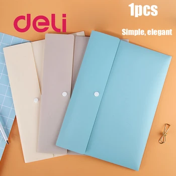 

Deli 1PCS 3 Colors Waterproof A4 File Document Bag PP Thickened Pouch Bill Folder Holder Organizer Stationery Office Supplies