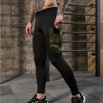 Compression pants men pocket gym leggings camo sport pants sweatpants breathable slim tight pants sport9s