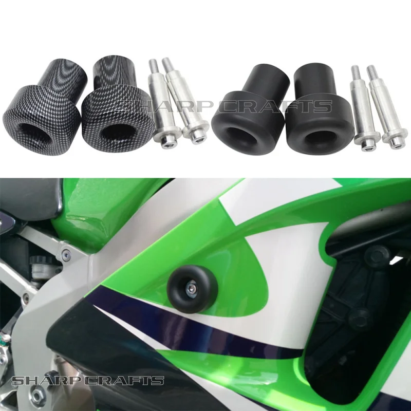Motorcycle Black No Cut Frame Slider For 98-02 Kawasaki Zx6R 1998-2003 Zx9R 2001-2004 Zx12R