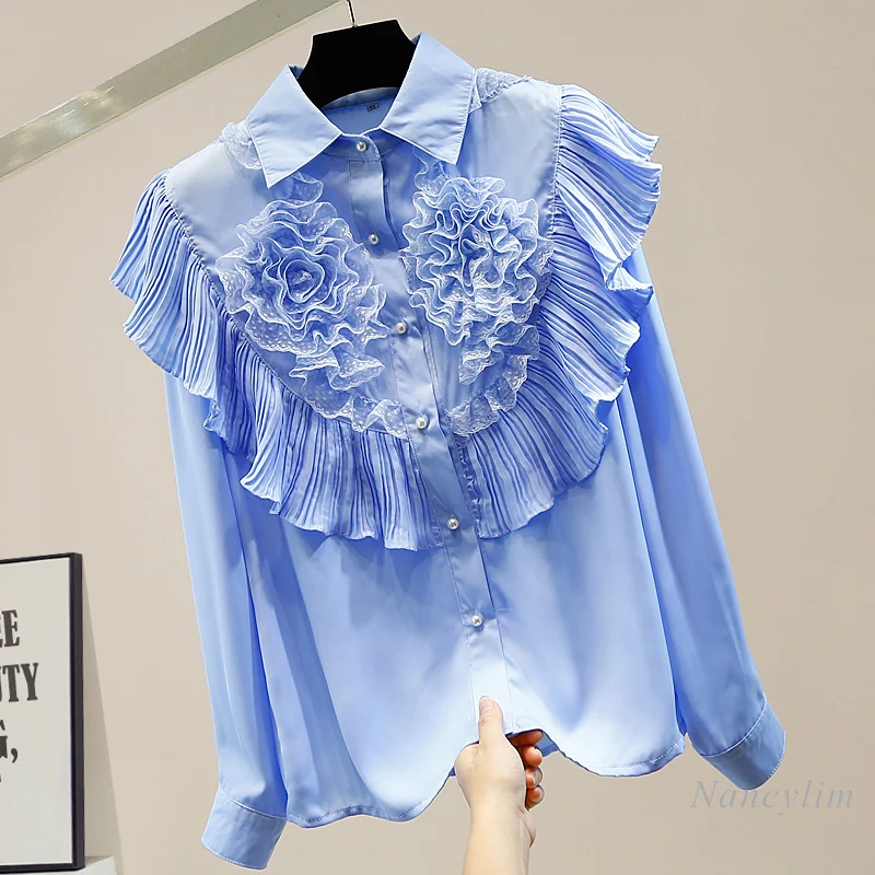 Sweet Three-dimensional Lace Flower Pleated
