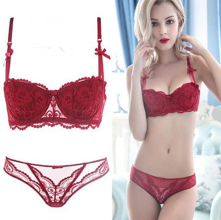 MS Sexy Seamless Bra and Women's Underwear Set Sexy Butterfly Push Up Bra Set Lace Bra lingerie