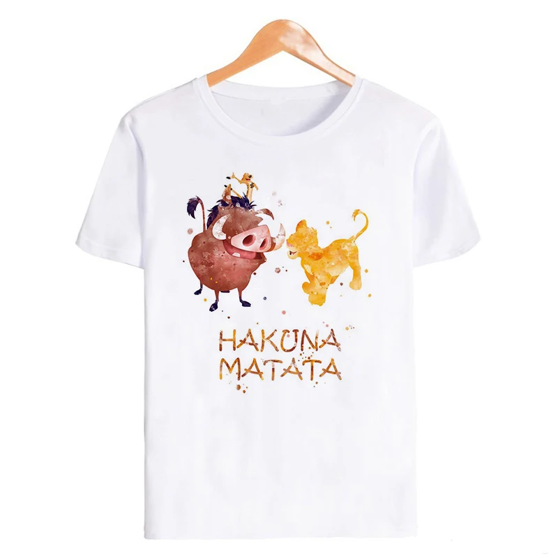 Showtly Lion King HAKUNA MATATA женская футболка It Simba Best Friends Harajuku Kawaii уличная Корейская стильная негабаритная футболка - Цвет: XWT0770-white