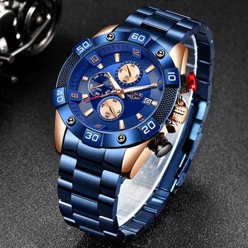 

2020 LIGE New Fashion Mens Watches with Stainless Steel Top Brand Luxury Sports Chronograph Quartz Watch Men Relogio Masculino