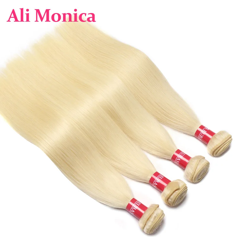 Straight Hair Extensions Human Hair 613 Honey Blonde 100% Human Bundles Remy Brazilian Weave 3/4 PCS 8-40 Inch Bundles