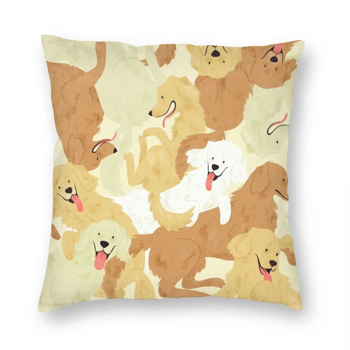 

Golden Retriever Square Pillowcase Polyester Linen Velvet Creative Zip Decor Throw Pillow Case Car Cushion Cover 18"