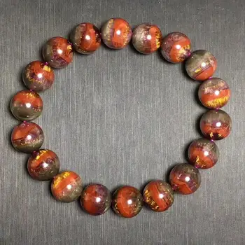 

Natural Cacoxenite Auralite 23 Canada Crystal Bracelet Women Men 11.6mm Round Beads Gold Rutilated Quartz Rare Bracelet AAAAA